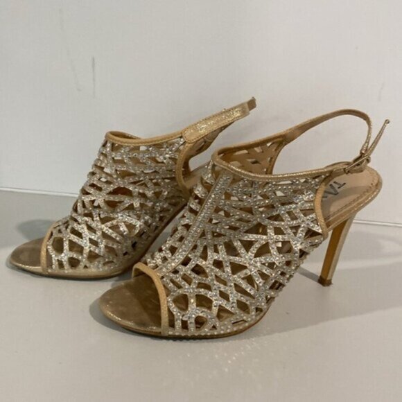 Taxi Savannah Gold Cage Strap Shoes SZ 37 - Picture 11 of 13